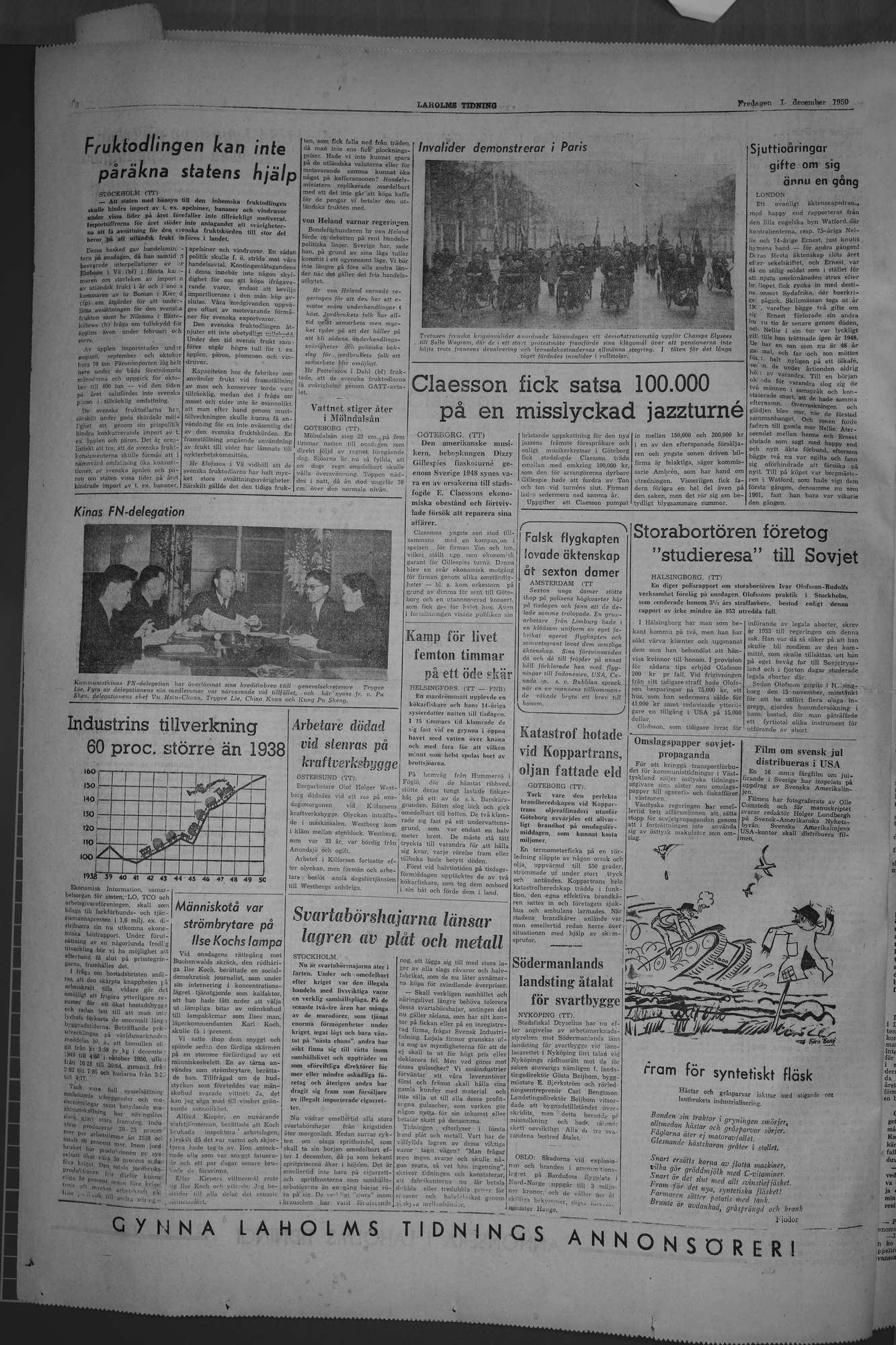 Laholms Tidning Fredag 1 december 1950, sida 6