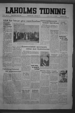 Förstasidan, Onsdag 1 februari 1950