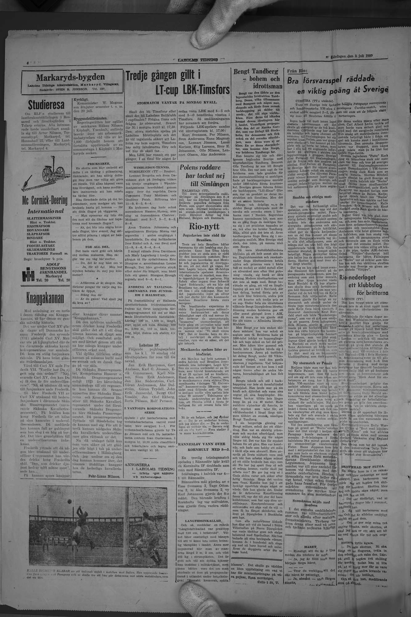 Laholms Tidning Lördag 1 juli 1950, sida 4