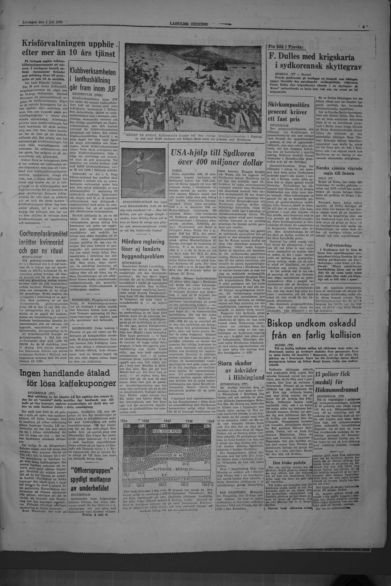 Laholms Tidning Lördag 1 juli 1950, sida 5