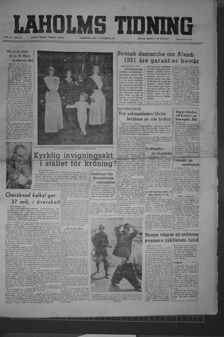 Förstasidan, Onsdag 1 november 1950