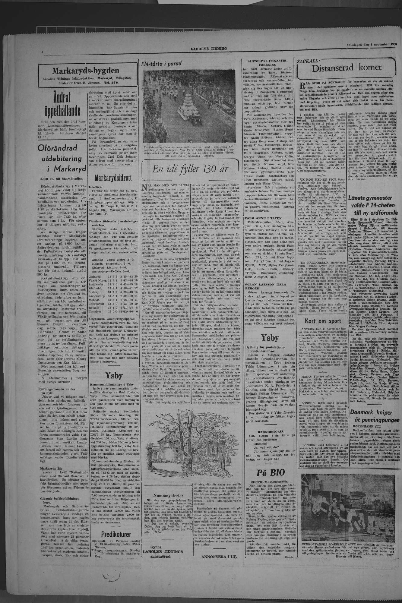 Laholms Tidning Onsdag 1 november 1950, sida 4