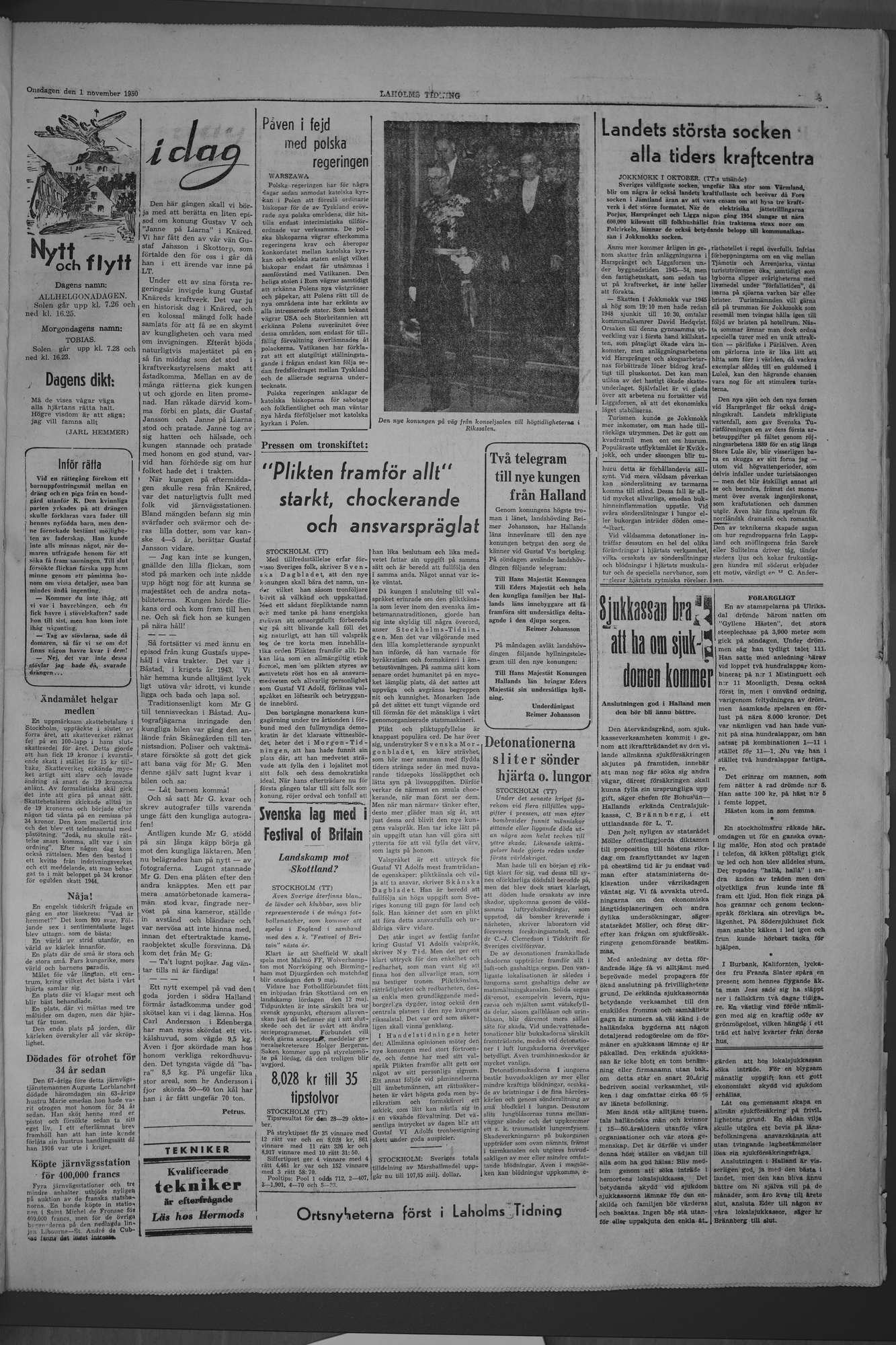 Laholms Tidning Onsdag 1 november 1950, sida 5