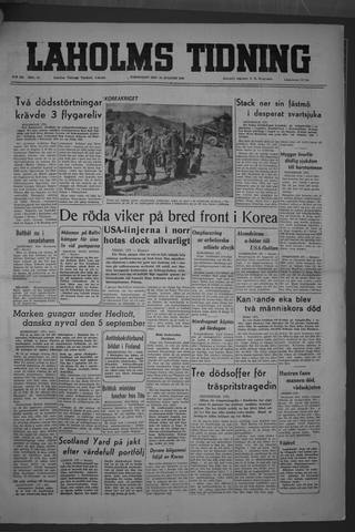 Förstasidan, Torsdag 10 augusti 1950