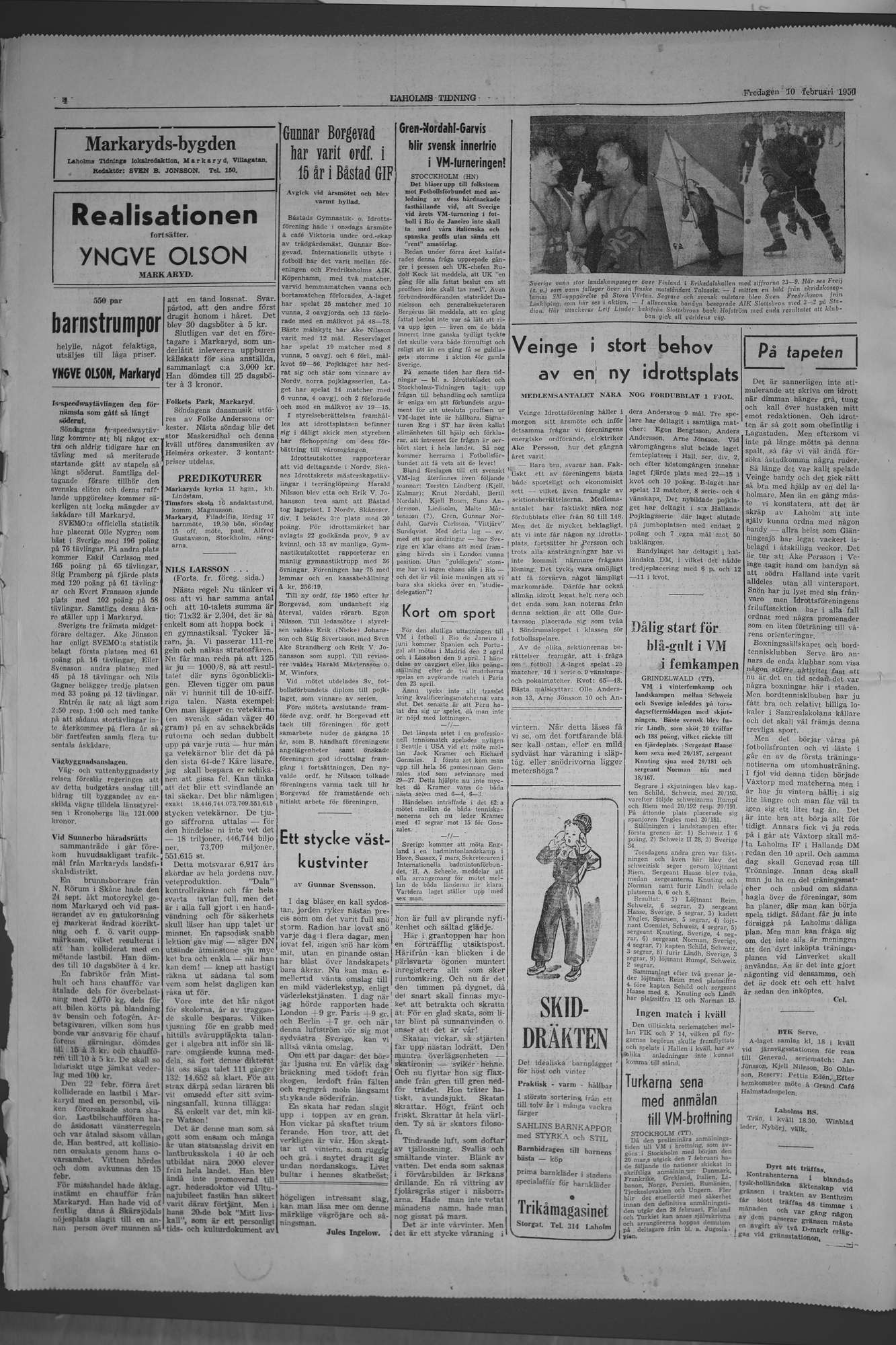 Laholms Tidning Fredag 10 februari 1950, sida 4