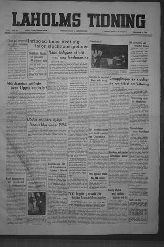 Förstasidan, Tisdag 10 januari 1950