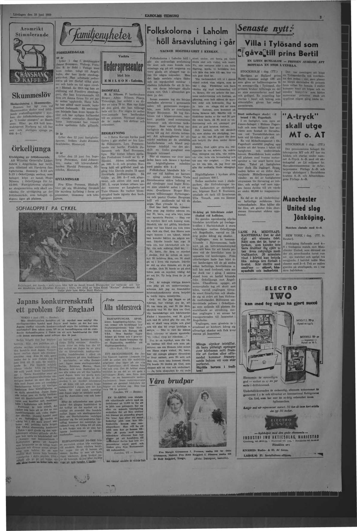 Laholms Tidning Lördag 10 juni 1950, sida 3
