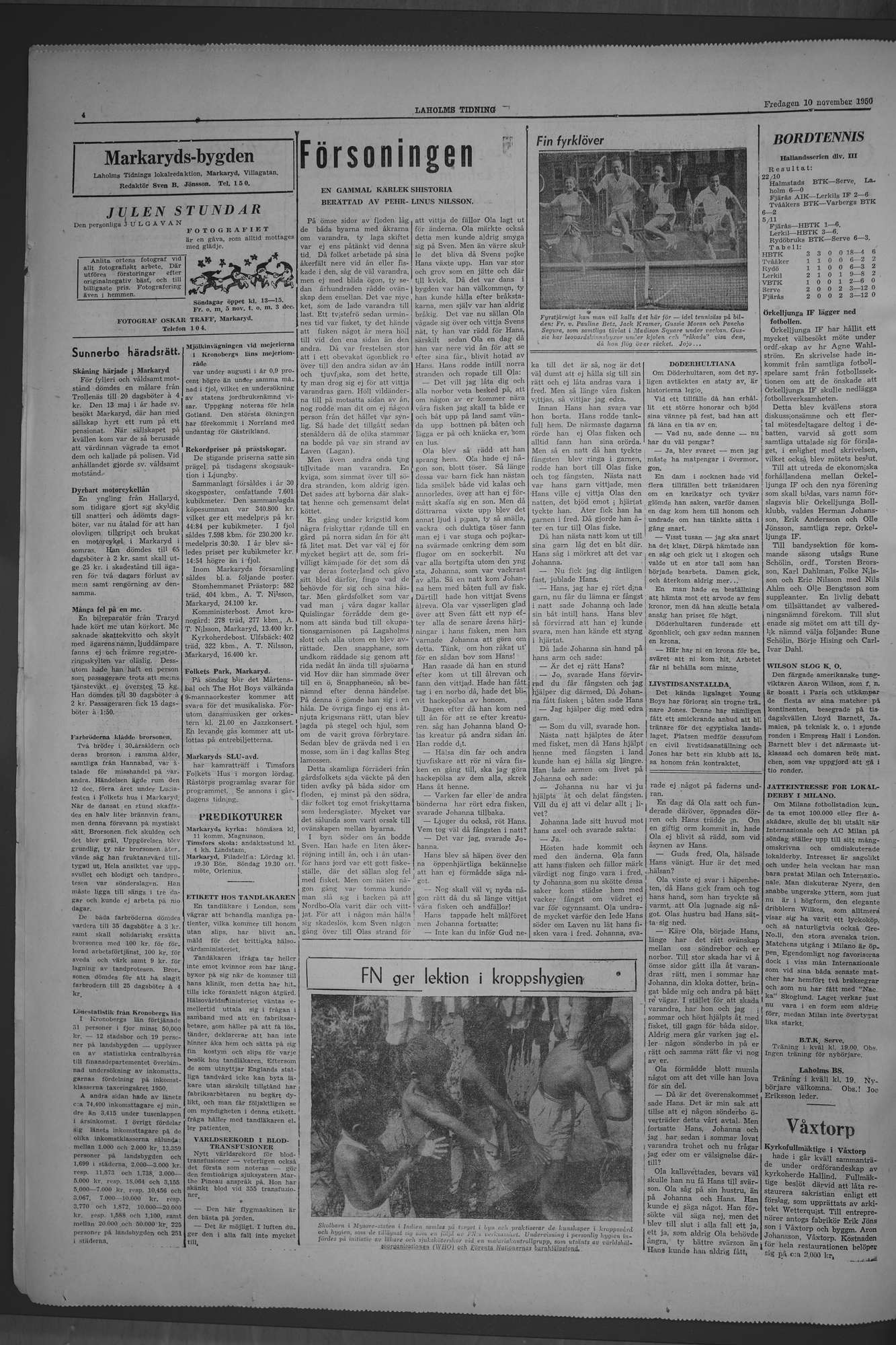 Laholms Tidning Fredag 10 november 1950, sida 4