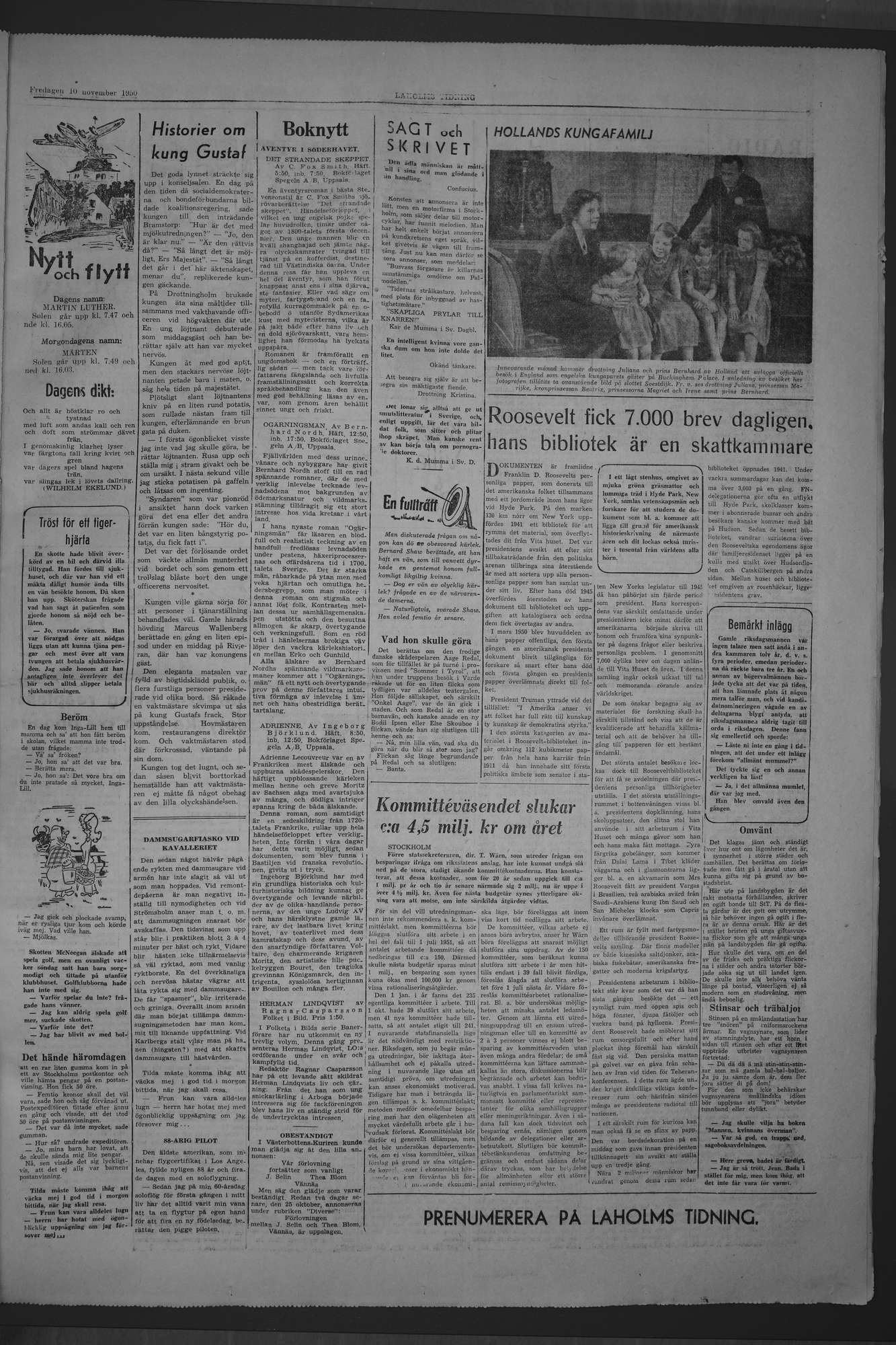Laholms Tidning Fredag 10 november 1950, sida 7