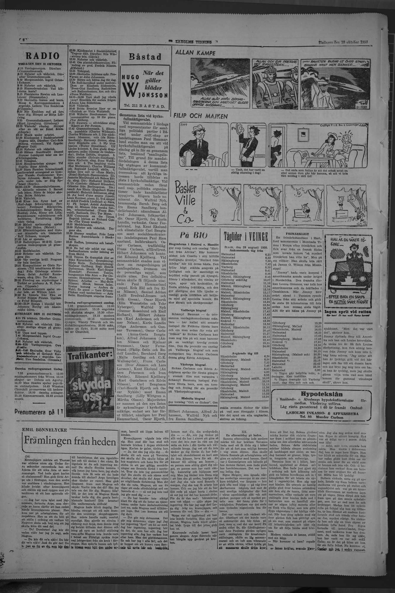 Laholms Tidning Tisdag 10 oktober 1950, sida 8