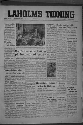 Förstasidan, Fredag 11 augusti 1950