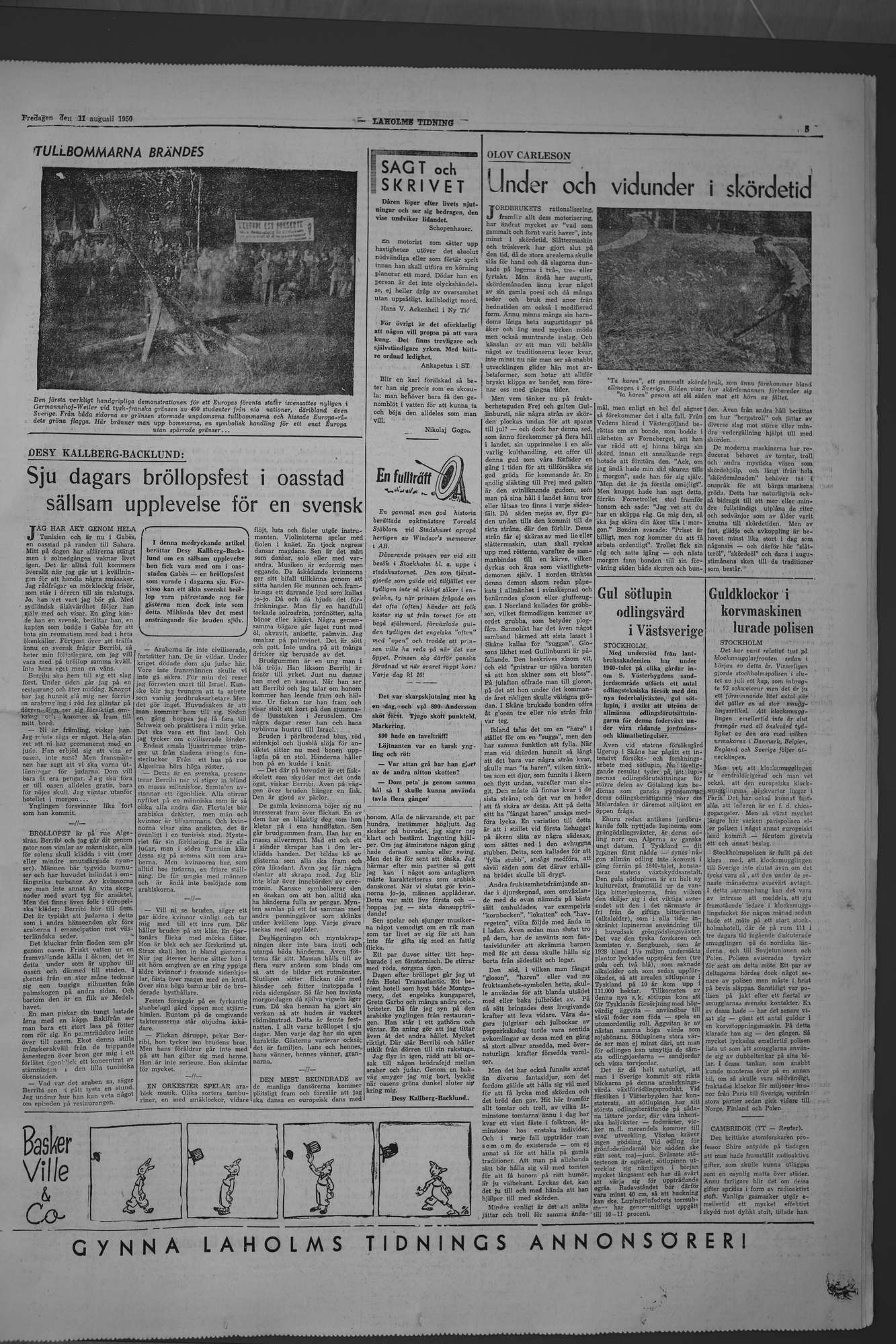 Laholms Tidning Fredag 11 augusti 1950, sida 5