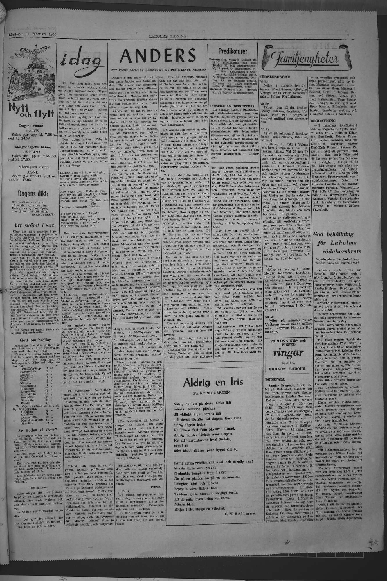 Laholms Tidning Lördag 11 februari 1950, sida 7