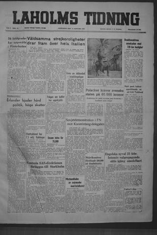 Förstasidan, Onsdag 11 januari 1950
