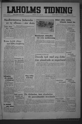 Förstasidan, Tisdag 11 juli 1950