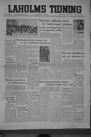 Förstasidan, Torsdag 11 maj 1950