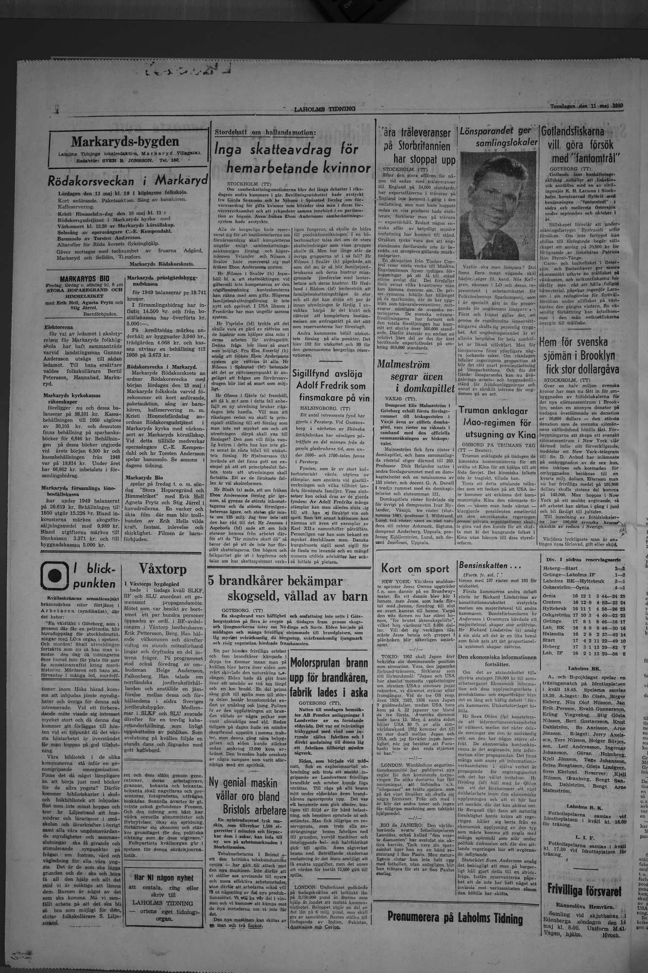 Laholms Tidning Torsdag 11 maj 1950, sida 4