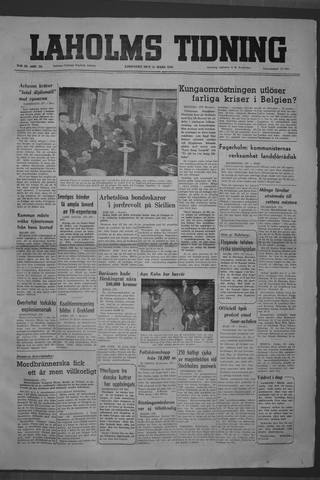 Förstasidan, Lördag 11 mars 1950