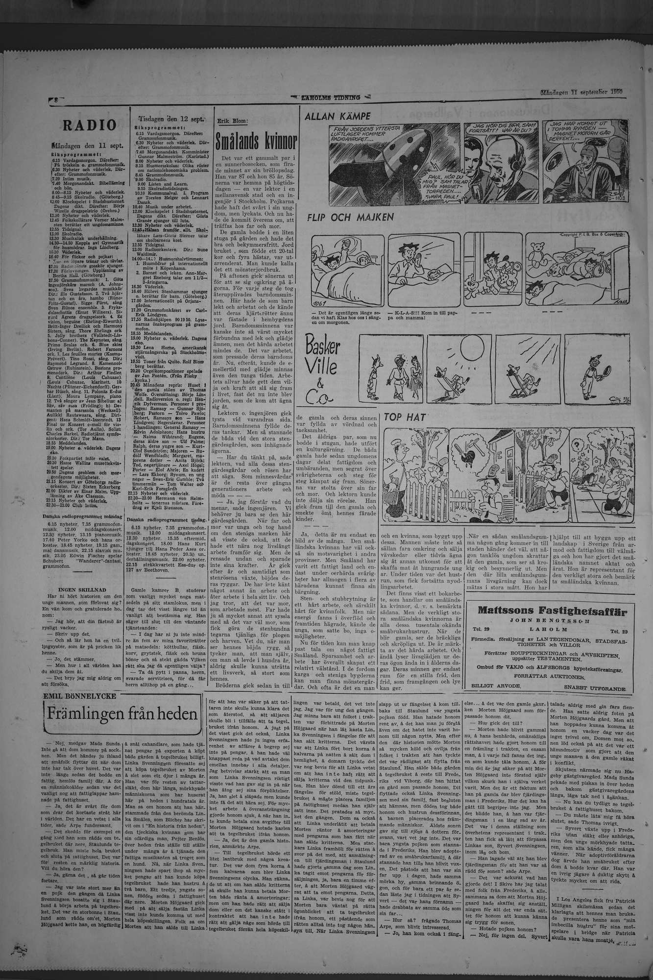 Laholms Tidning Måndag 11 september 1950, sida 8