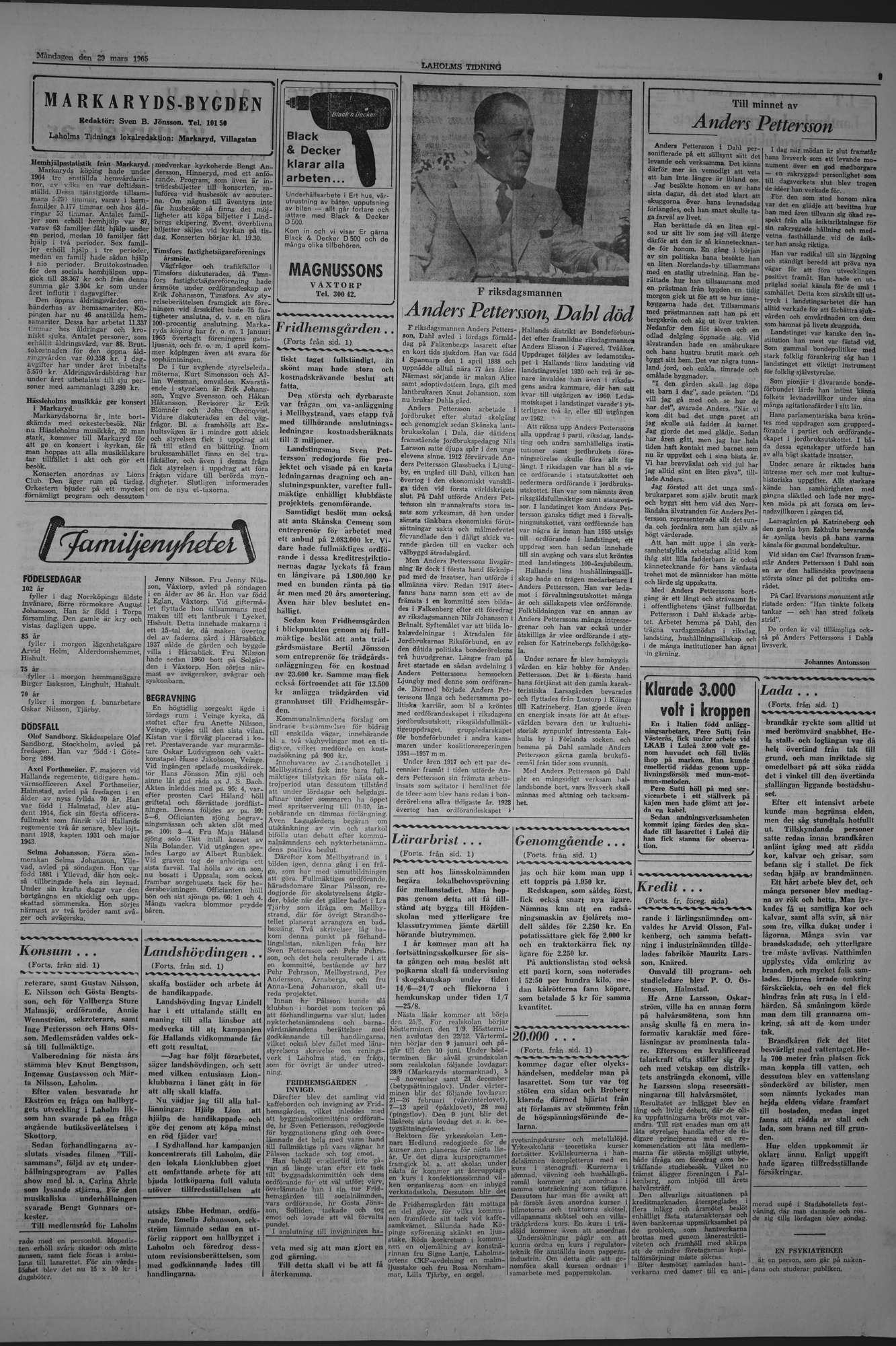 Laholms Tidning Måndag 29 mars 1965, sida 3