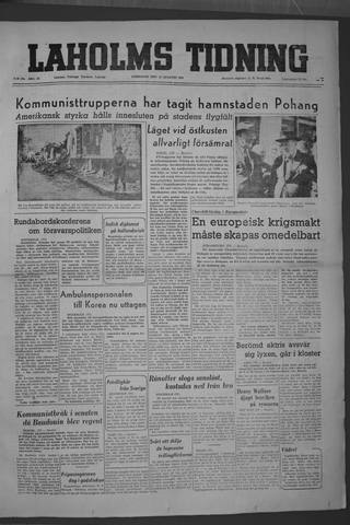 Förstasidan, Lördag 12 augusti 1950