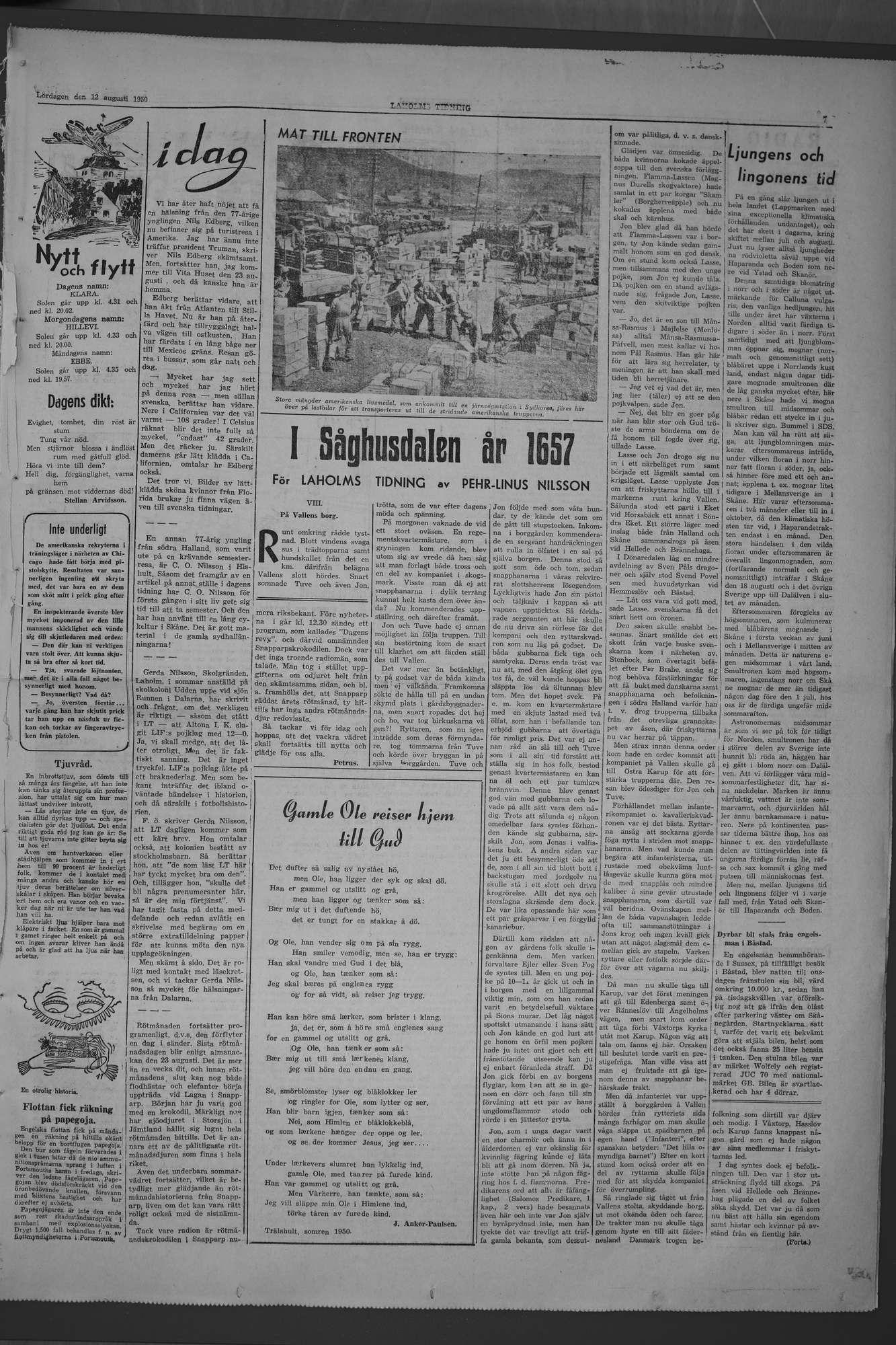 Laholms Tidning Lördag 12 augusti 1950, sida 7