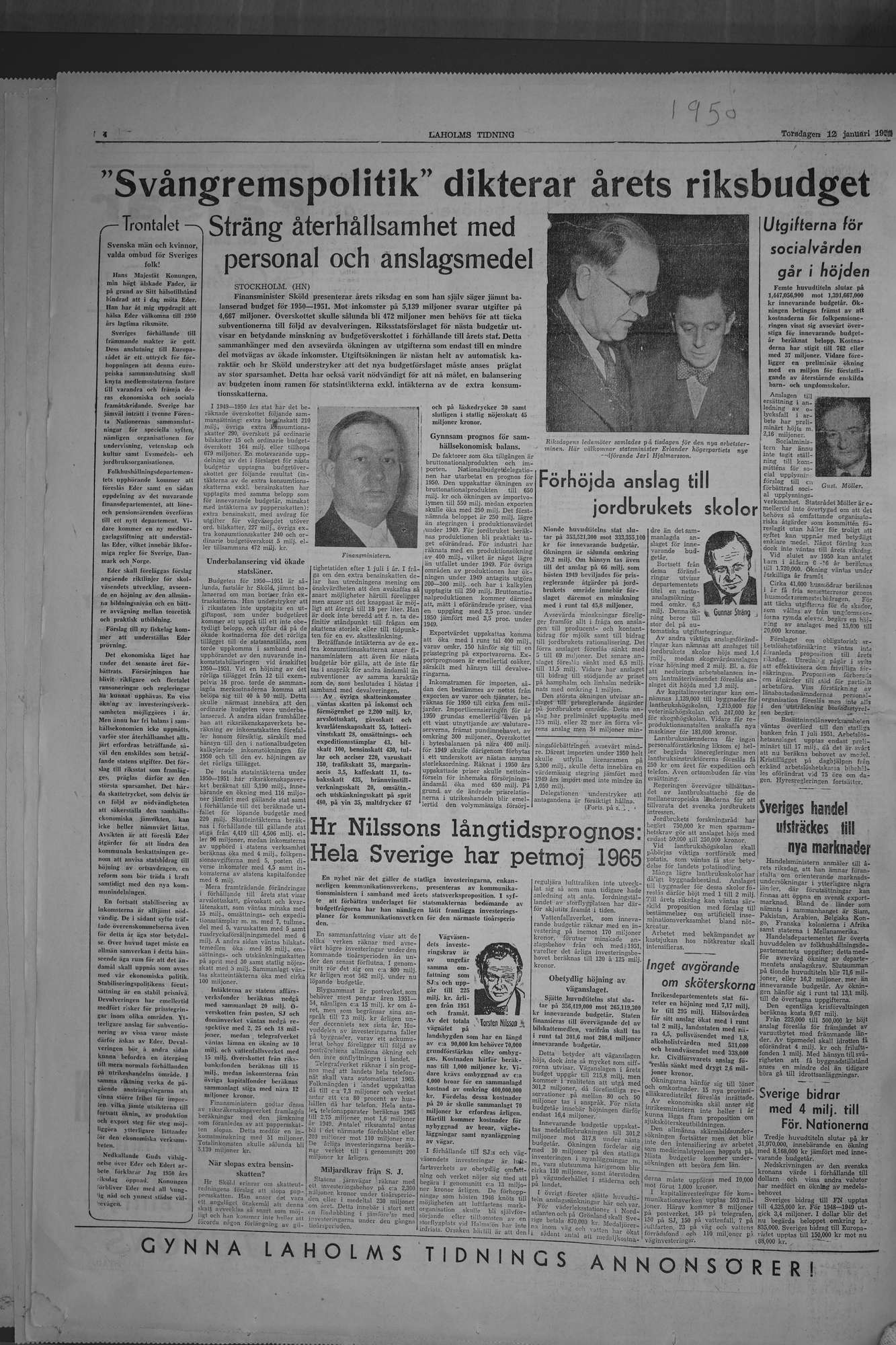Laholms Tidning Torsdag 12 januari 1950, sida 4