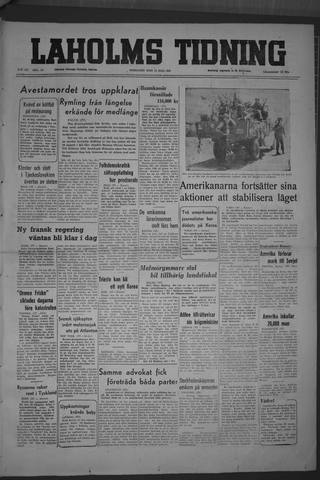 Förstasidan, Onsdag 12 juli 1950