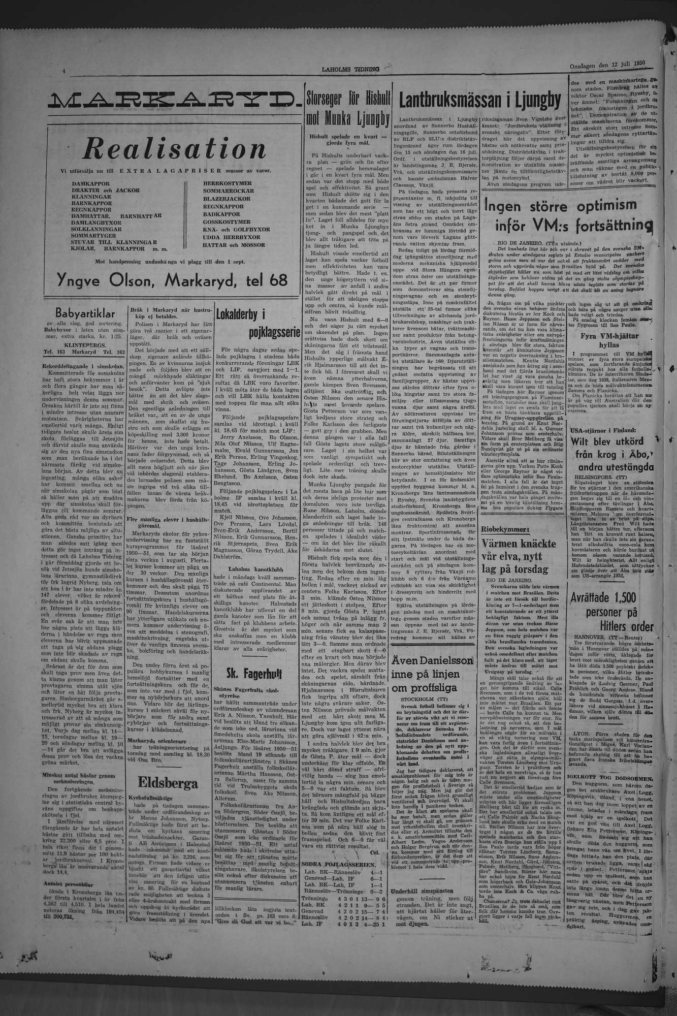 Laholms Tidning Onsdag 12 juli 1950, sida 4