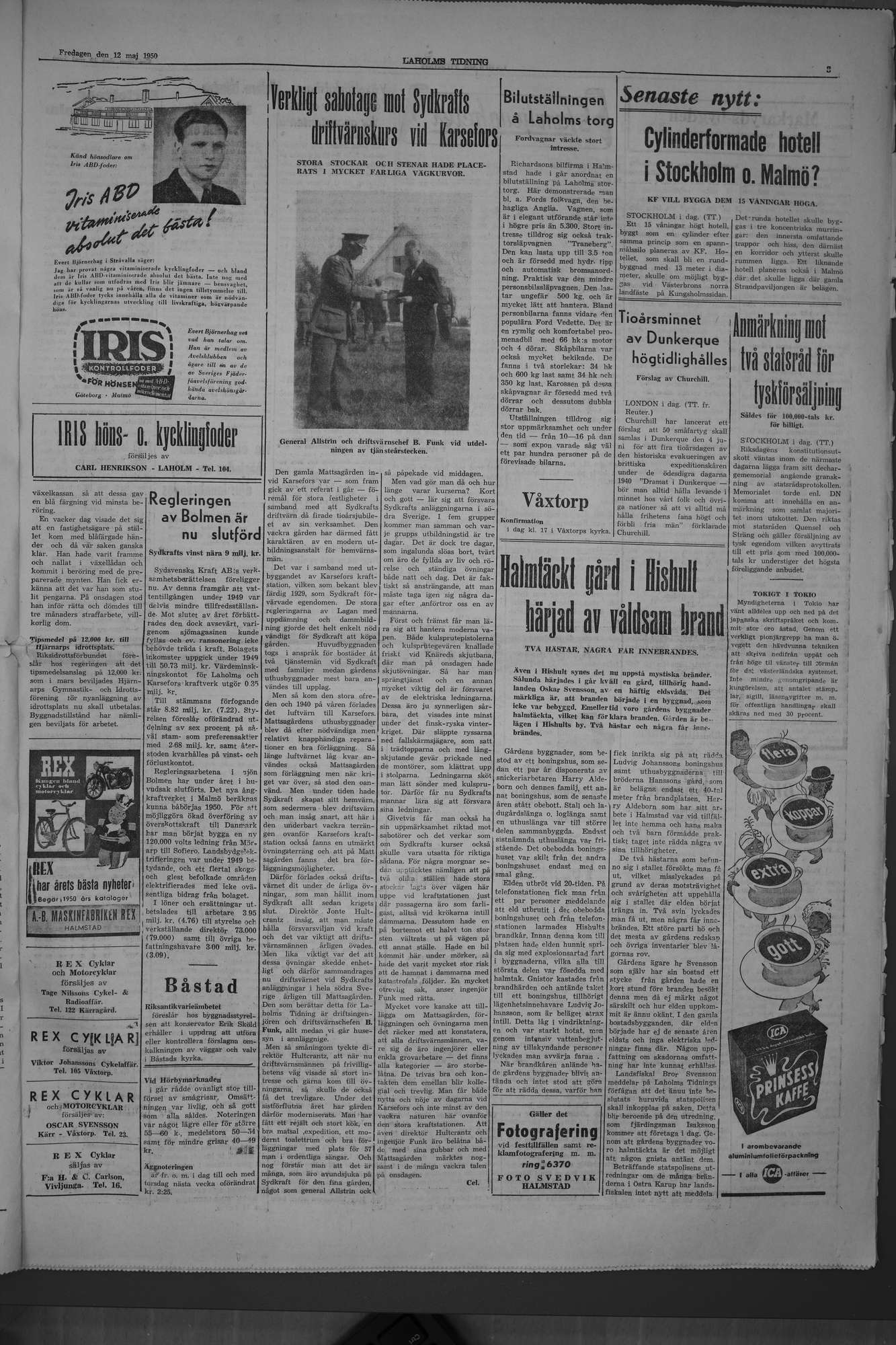 Laholms Tidning Fredag 12 maj 1950, sida 3