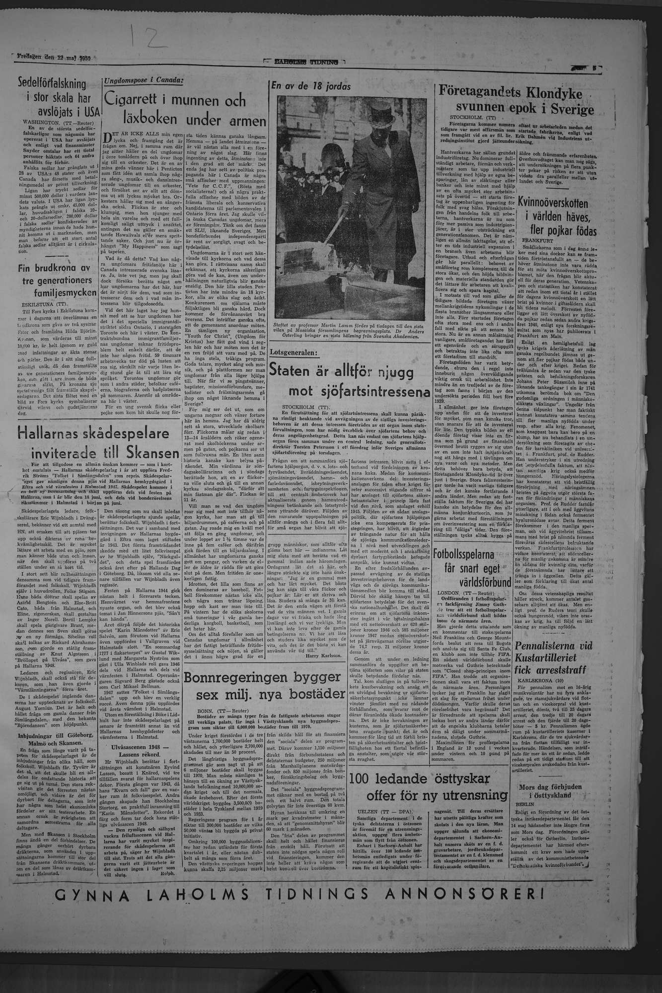 Laholms Tidning Fredag 12 maj 1950, sida 5
