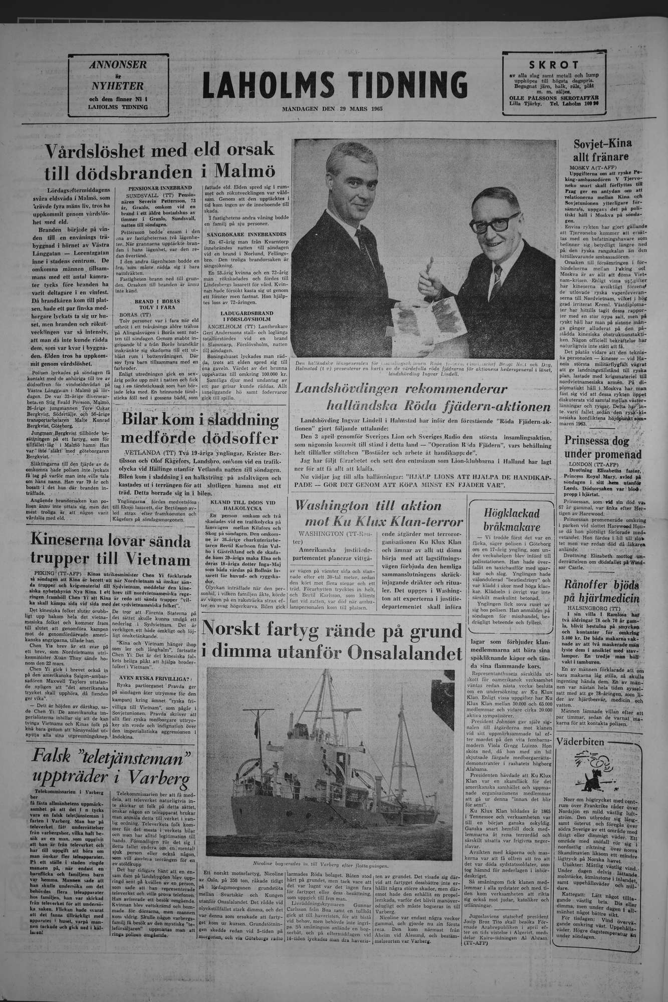 Laholms Tidning Måndag 29 mars 1965, sida 8