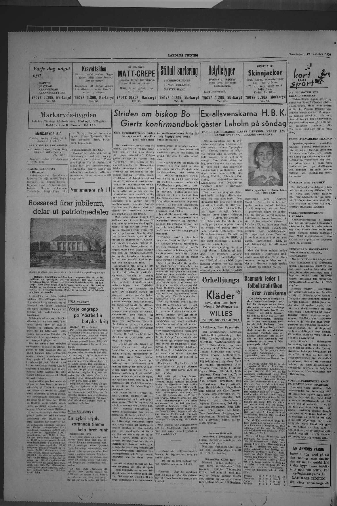 Laholms Tidning Torsdag 12 oktober 1950, sida 4