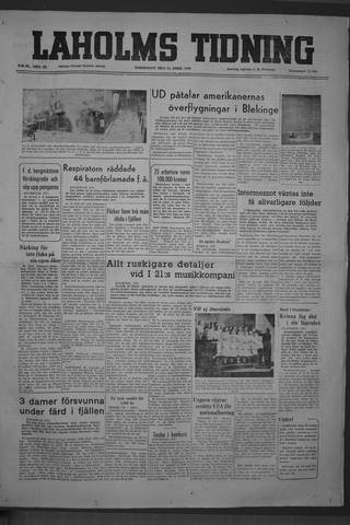 Förstasidan, Torsdag 13 april 1950
