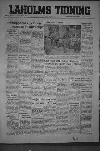 Förstasidan, Onsdag 13 december 1950