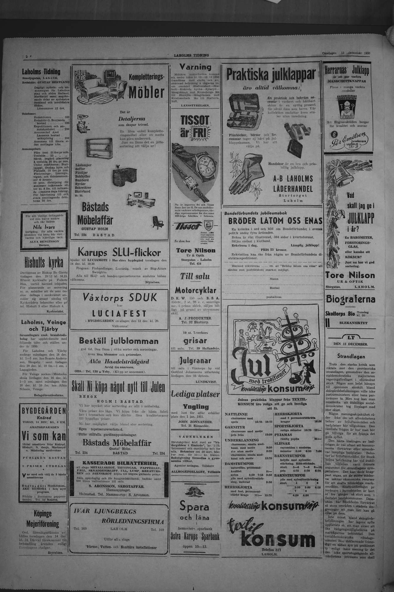Laholms Tidning Onsdag 13 december 1950, sida 2