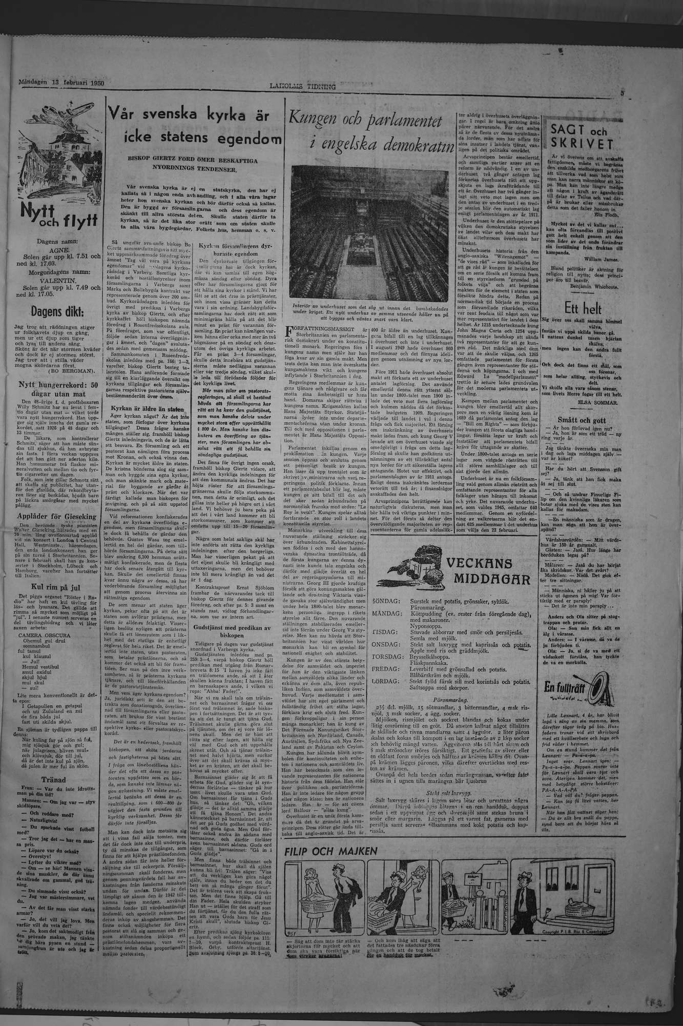 Laholms Tidning Måndag 13 februari 1950, sida 5