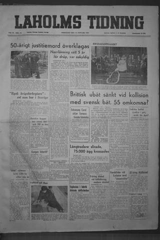 Förstasidan, Fredag 13 januari 1950
