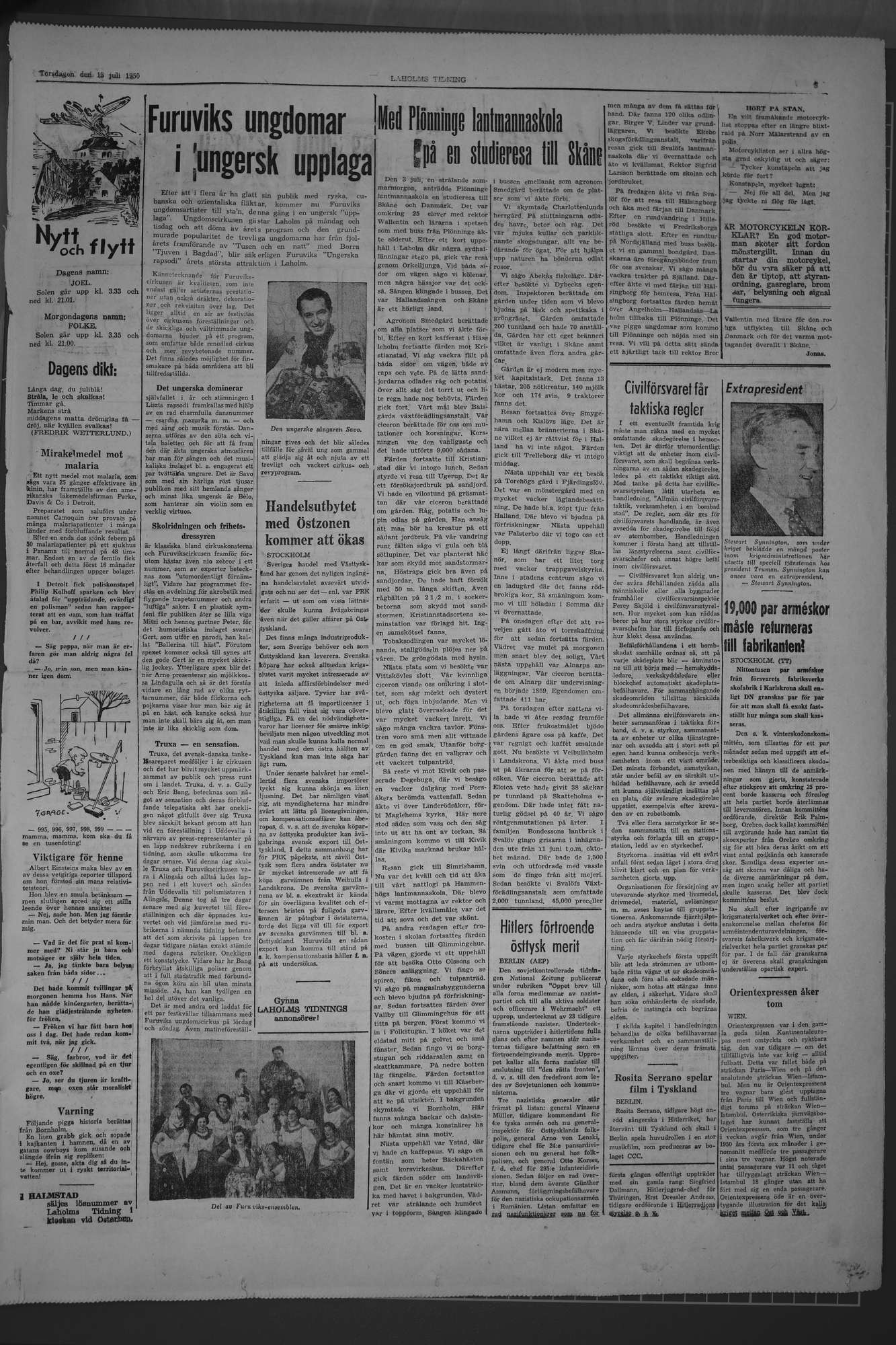 Laholms Tidning Torsdag 13 juli 1950, sida 5