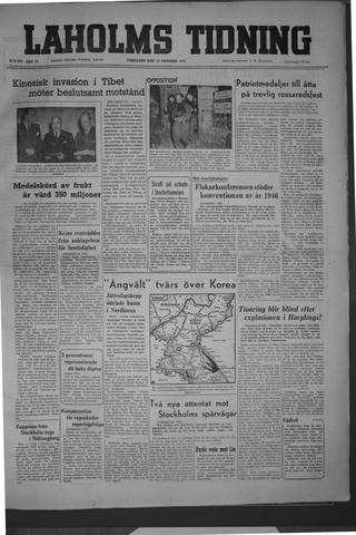 Förstasidan, Fredag 13 oktober 1950