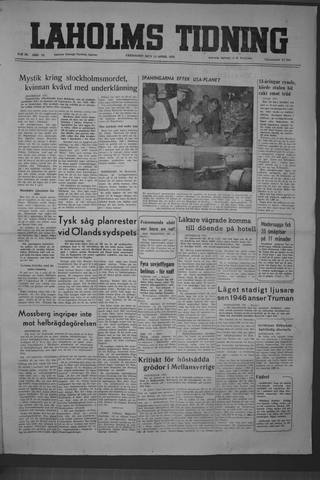 Förstasidan, Fredag 14 april 1950