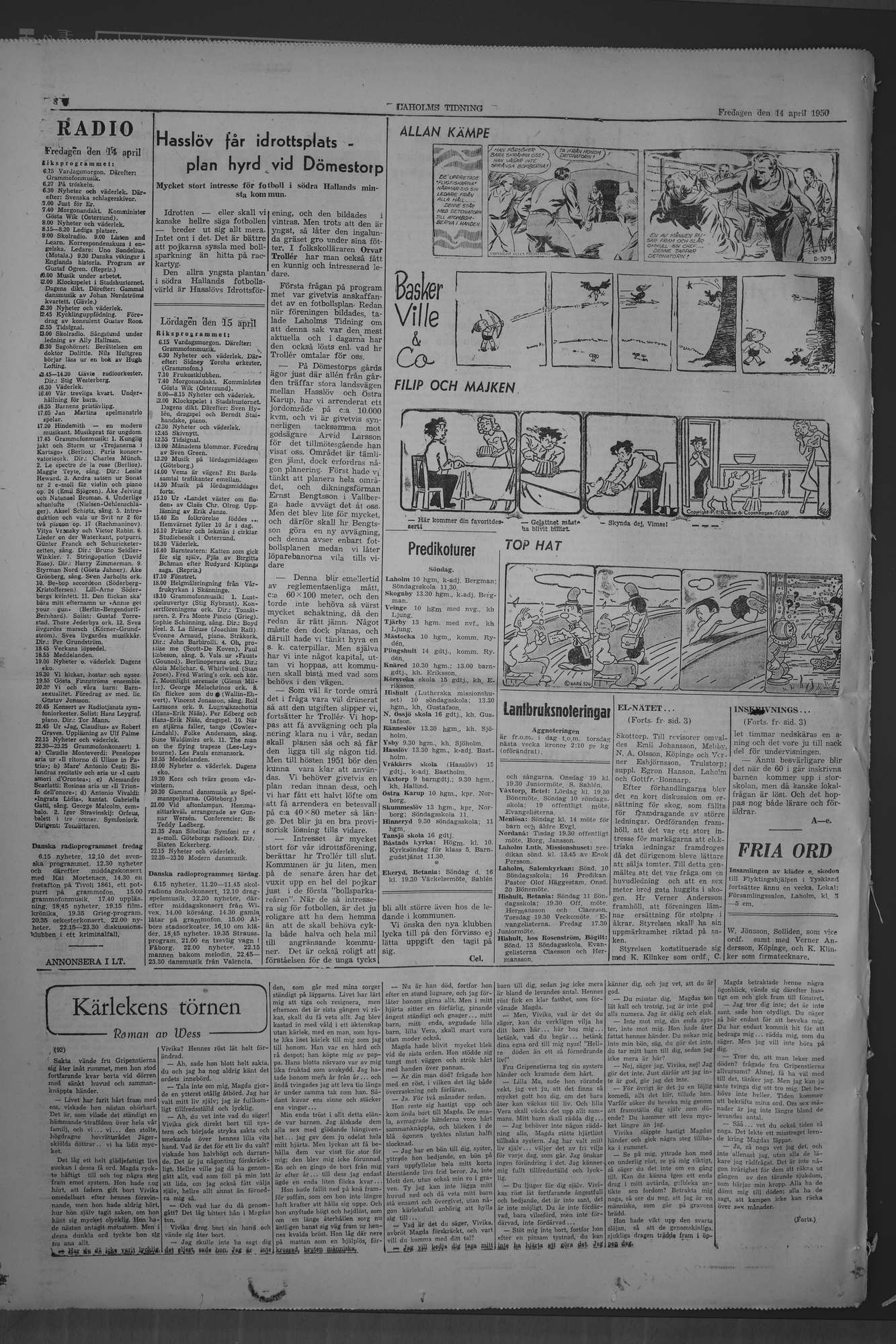 Laholms Tidning Fredag 14 april 1950, sida 8