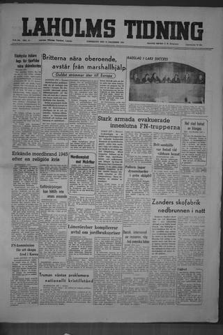 Förstasidan, Torsdag 14 december 1950