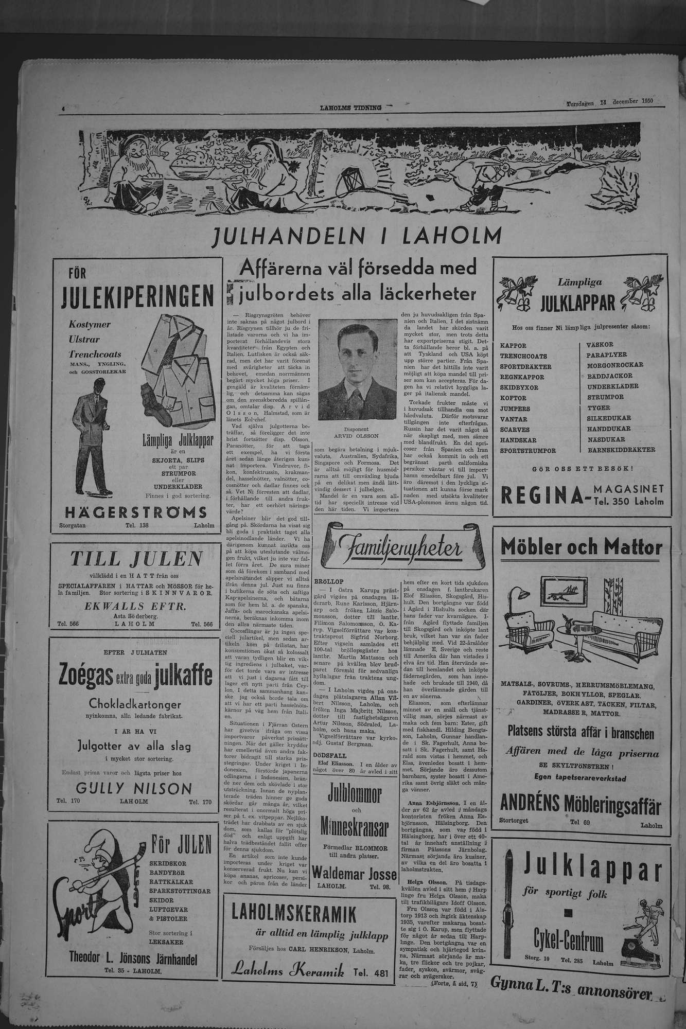 Laholms Tidning Torsdag 14 december 1950, sida 4