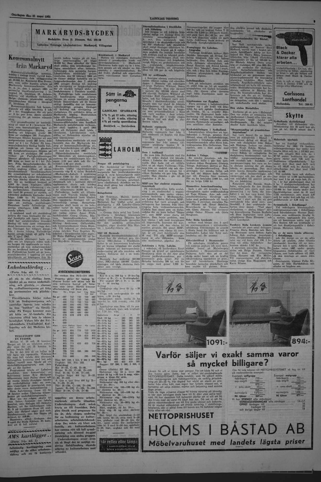 Laholms Tidning Onsdag 31 mars 1965, sida 3