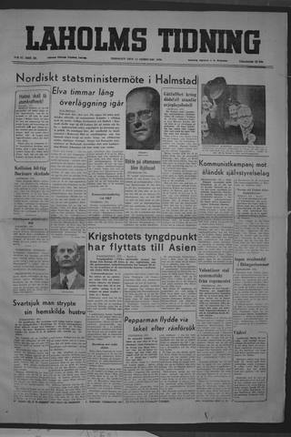 Förstasidan, Tisdag 14 februari 1950