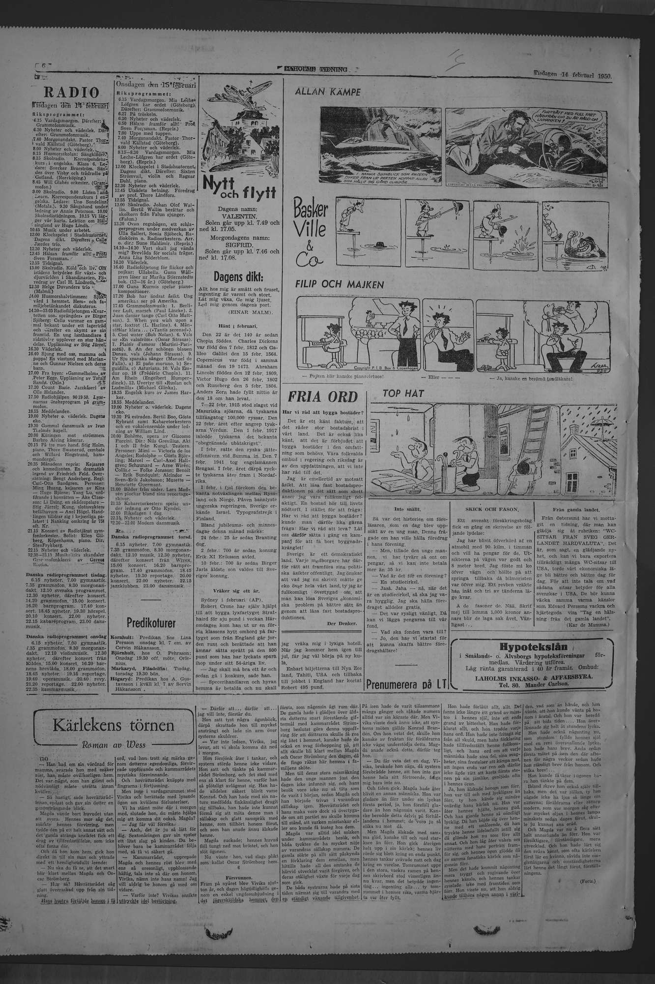 Laholms Tidning Tisdag 14 februari 1950, sida 6