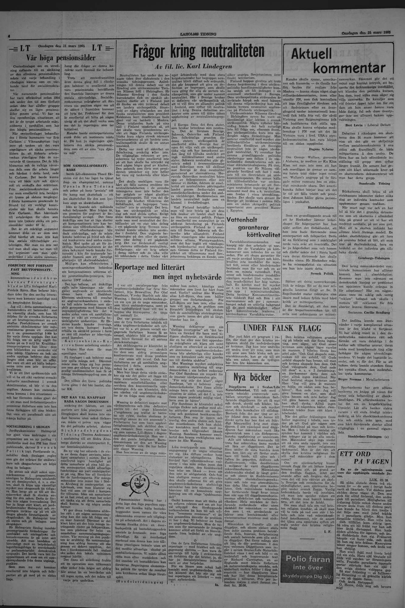 Laholms Tidning Onsdag 31 mars 1965, sida 4