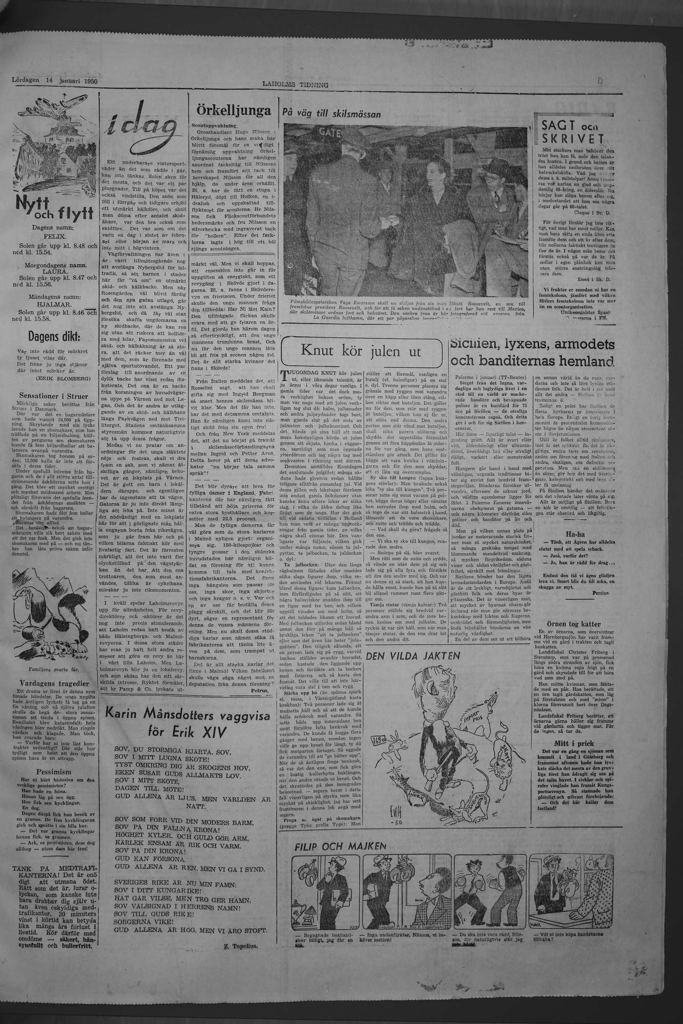 Laholms Tidning Lördag 14 januari 1950, sida 7