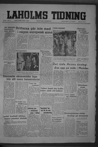 Förstasidan, Tisdag 14 november 1950